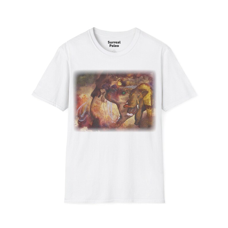 Camiseta con ilustración surrealista de mamut / Camiseta de arte de mamíferos prehistóricos White