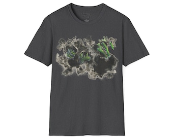 Camiseta verde con calavera de La Brea / Arte surrealista de esqueletos