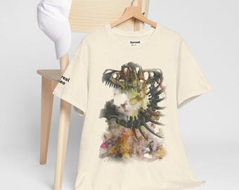Camiseta con esqueleto de T-Rex / Camiseta con estampado de fósil de dinosaurio en acuarela