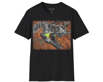 Camiseta con calavera de tiranosaurio y estampado neón / Camiseta con arte de fósiles de dinosaurios