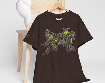 Camiseta con estampado de fósiles de dinosaurios / Camiseta con estampado abstracto verde tóxico