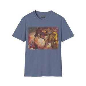 Camiseta con ilustración surrealista de mamut / Camiseta de arte de mamíferos prehistóricos Heather Indigo