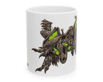 Taza de cerámica con diseño de fósil verde