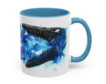 Taza con fósil de mosasaurio / Taza de café decorativa (11, 15 oz)