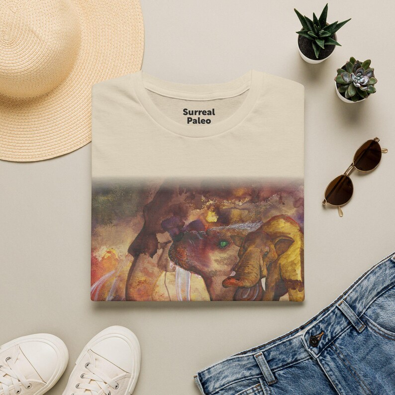 Camiseta con ilustración surrealista de mamut / Camiseta de arte de mamíferos prehistóricos imagen 16