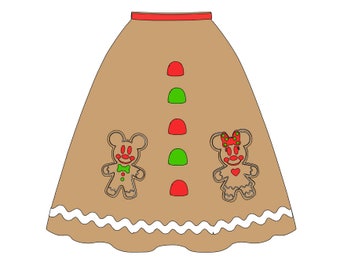 Gingerbread friends| Holiday Celebration| Custom circle skirt