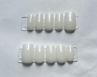 Milky White Glossy Press On Nails | Minimalist Square Set
