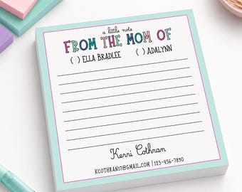 Personalized Mom Notepad | Teacher Communication, School Notes, Parent Message Pad