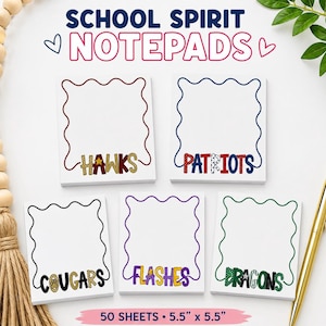 Personalized School Spirit Notepad | Custom Mascot Notepad | Teacher Gift | Student Gift | School Stationery