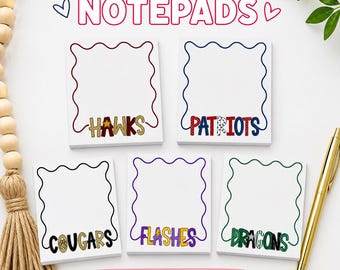 School Spirit Notepad | Personalized Teacher Gift | Custom Mascot Notepad | 5.5x5.5 Notepad | Coach Gift | School Supplies