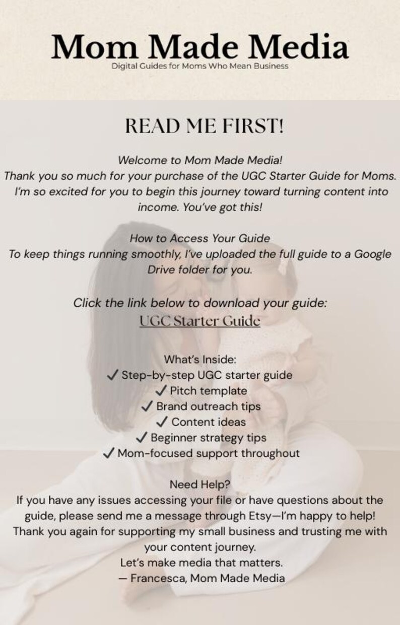 UGC Starter Guide for Moms: Brand Pitch & Content Planning (digital ...