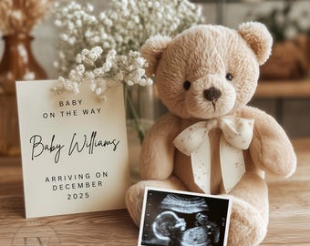 Digital Pregnancy Announcement Neutral Minimalist Ultrasound Baby Reveal Gender Social Media Pregnancy Announcement Editable Canva Template