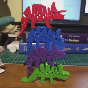 Flexi Triceratops Fidget Toy – 3D Printed Dinosaur in 3&quot;, 5&quot;, or 7&quot; Sizes | Stress Relief Desk Toy