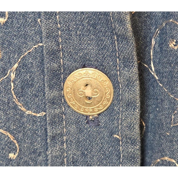 Vintage Teddi Petite Blue Denim Western Embroidered Button Jacket Women PL View 4