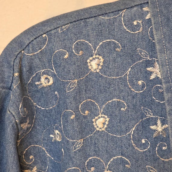 Vintage Teddi Petite Blue Denim Western Embroidered Button Jacket Women PL View 2