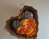 Rustic Heart Shaped Woven Grapevine Wall Basket Brown Twig Farmhouse 7.5"