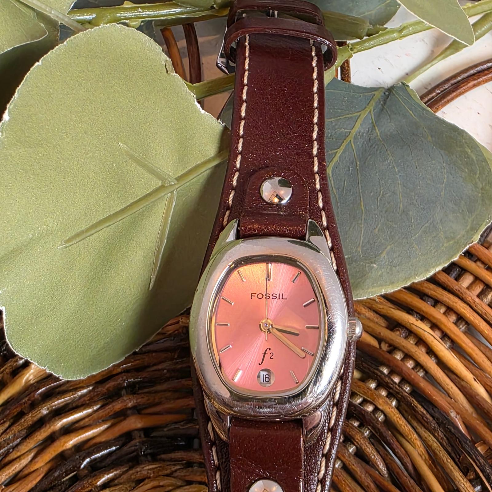 Working Fossil F2 Watch Women ES-9349 21mm Oval MOP Crystals Red Leather Fit 7in Fossil F2 Watch - Etsy main image 2