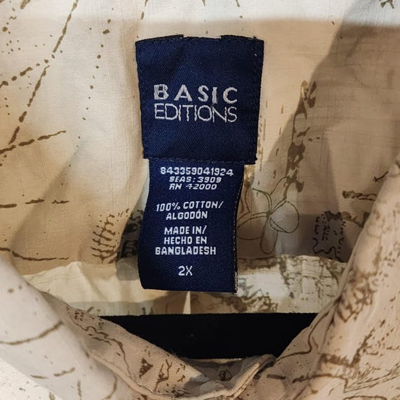 Vintage Basic Editions 2X Button Down Shirt Tropi… - image 4