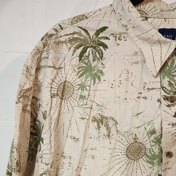 Vintage Basic Editions 2X Button Down Shirt Tropi… - image 2