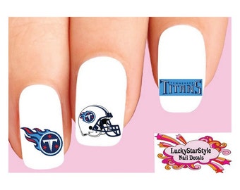 Waterslide Nail Decals Set of 20 - Tennessee Titans Football Assorted