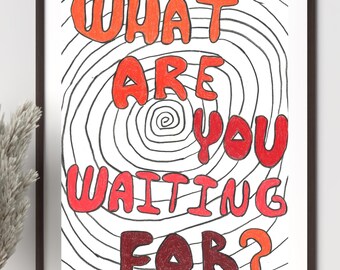 Impression d'art citation motivante, typographie spirale rouge