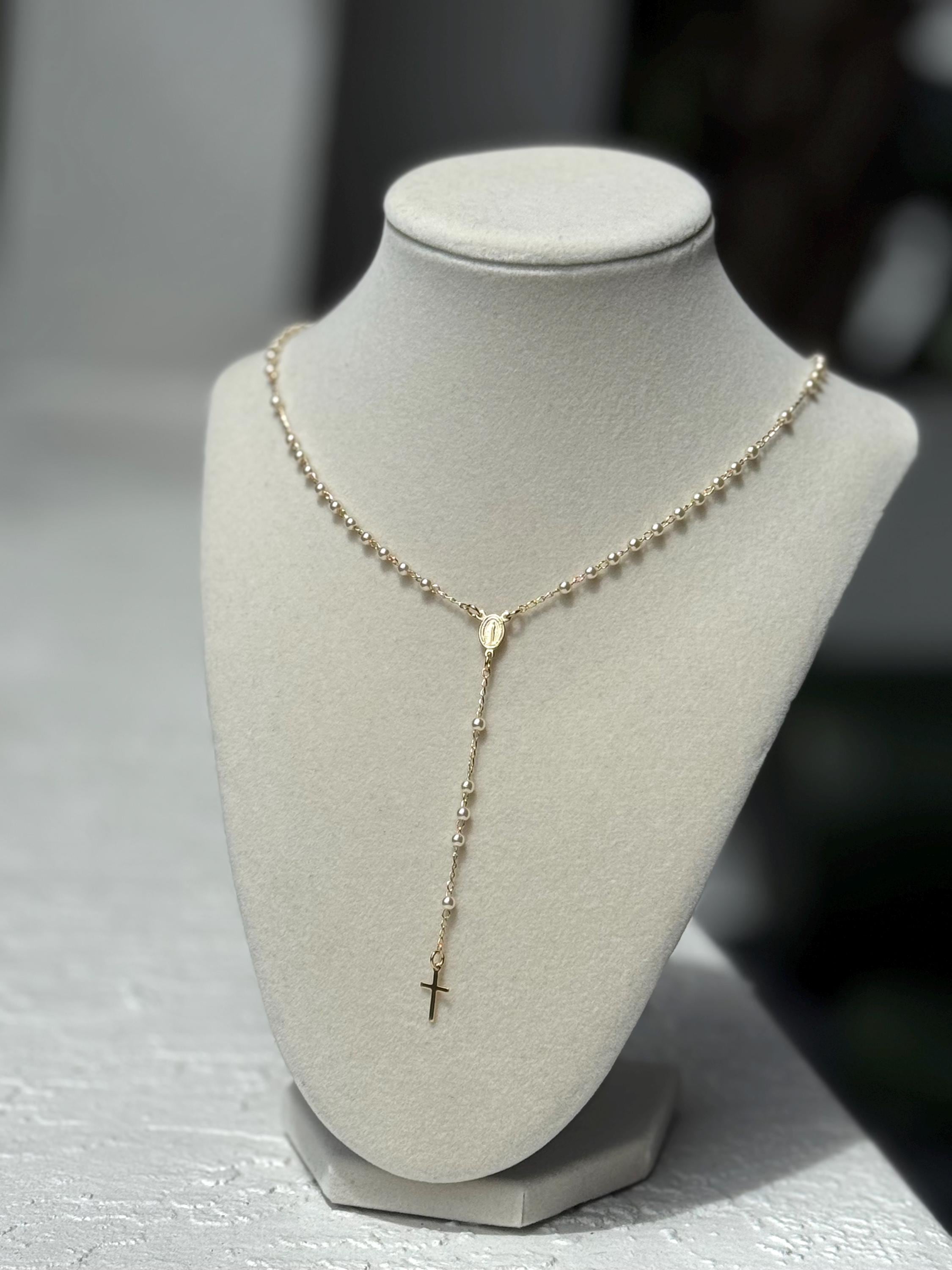 Linea Italia Gioielli - Collana per Donna a Rosario in Argento 925 Placcato Rosa con Croce, Medaglietta Madonna e Pietre Multicolore - Made In Italy