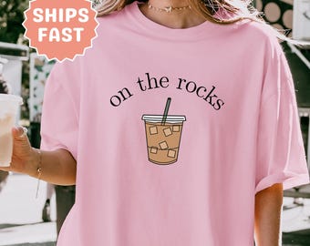 IJskoffieshirt Comfortkleuren Coffee Lover-shirt Minimalistisch Coffee Lover-cadeau Trendy oversized koffieshirt Grappig koffiestrandshirt