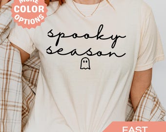 Spooky Season Halloween Shirt Cute Ghost Shirt Halloween T Shirt for Women Retro Cute Halloween Shirt Spooky Fall Shirt Comfort Colors Shirt