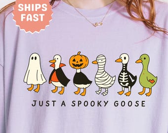 Camiseta "Just A Spooky Goose", camiseta "Silly Goose Comfort Colors", divertida camiseta "Halloween Goose", camiseta "Sunset Season", camiseta vintage de Halloween y otoño.