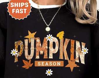 Sweatshirt pompoenseizoen Thanksgiving pompoensweater Gezellig seizoen herfst sweatshirt met ronde hals Vintage pompoensweater herfstsweater