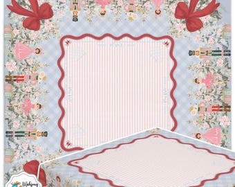 Blue Christmas Mahjong Tablecloth With Instructions, Nutcracker Coquette Bow Charleston Rules Table Cover, Mahj Directions, Mah Jongg Decor