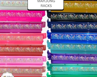 Acrylic Mahjong Racks, Designer Acrylic Mah Jongg Racks with Pushers – Wildflower Design – Decorative Mahjongg Racks