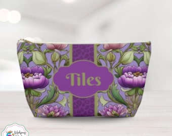 Purple Mahjong Tile Bag for Mah Jong Gift, Personalized Game Night Bag, Mahjong Gift, Mahjong Tile Pouch, Tile Organizer,  Mahjong Bags