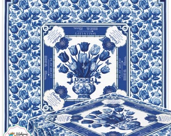 Mahjong Tablecloth, Blue Toile Chinoiserie Charleston Rules Table Cover, Game Night Decor, Mahjong Game Cloth, Trendy Mahjong Accessories