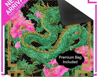 Green Dragon Mahjong Mat with Instructions,  Neoprene Mahjongg Cover, Décor, Mah Jongg Table Mat, Mahjong Accessories Gifts, Mahj Decor
