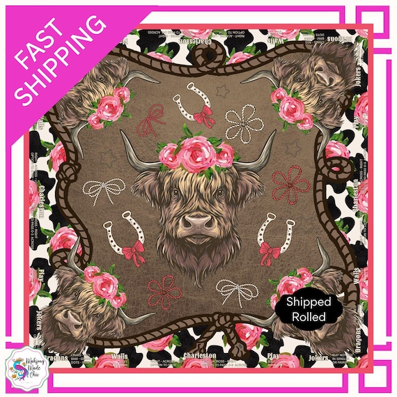 Western Mahjong Mat with Instructions,  Highland Cow Mahjongg Mat with Directions, Décor, Mah Jongg Table Mat, Mahjong Accessories Gifts