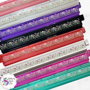 Mahjong Racks, Designer Acrylic Mah Jongg Racks with Pushers – Wildflower Design – Set of 4 Decorative Mahjong Racks