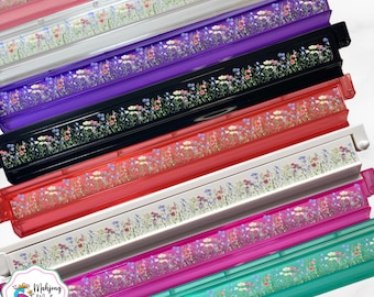 Mahjong Racks, Designer Acrylic Mah Jongg Racks with Pushers – Wildflower Design – Set of 4 Decorative Mahjong Racks