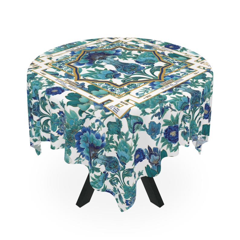 Imperial Keepsake Blue Mahjong Tablecloth | Mahjong Rules Directions Design | Mahjong Instructions Table Cloth Decor | Mahjongg Charleston image 3