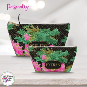 Green Dragon Mahjong Tile Bag Accessory Pouch, Black Mah Jongg Tile Bag | Mahj Accessory Bag