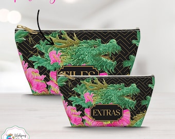 Grüner Drache Mahjong Tile Tasche Zubehör Beutel, Schwarze Mah Jongg Tile Tasche | Mahj Accessoire-Tasche