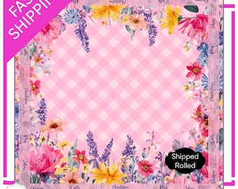 Mahjong Mat with Instructions,  Pink Floral Mat with Directions, Décor, Mah Jongg Table Mat, Mahjong Accessories Gifts, Girly Flowers