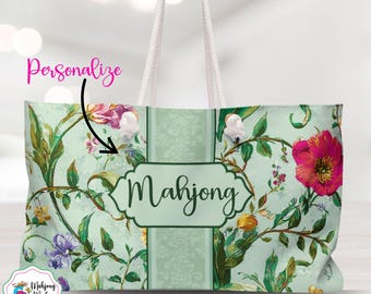 Bolsa Tote Floral Heirloom Meadow para Mahjong | Bolsa Personalizada para Acessórios de Mahjong | Bolsa de Viagem com Nome Personalizado | Bolsa para Mahjong | Presente para Jogadores de Mahjong