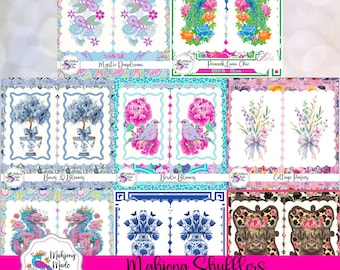 Designer Scalloped Mahjong Shufflers • Mahjong Accessory • Mahjong Mat Matching Shuffler • Mahjongg Prize • Hostess Gift • Table Decor