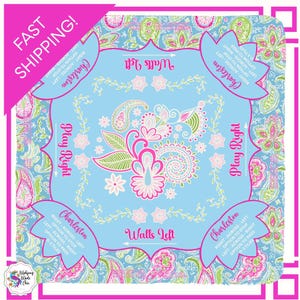 Mahjong Mat,  Neoprene Blue Pink Boho Floral Game Mat Décor, Mah Jongg Table Mat, Mahjong Love, Mahjong Accessories Gifts Tablecloth Cover