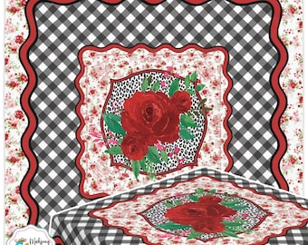 Mahjong Rules with Charleston Instructions Tablecloth | Red Floral Black Checkered Vintage Valentine