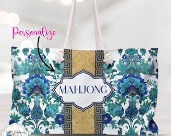Borsa da Mahjong, borsa da viaggio con motivo floreale asiatico, borsone da weekend alla moda, borsa accessori per Mahjong, regalo Mahjong, borse da Mahjong