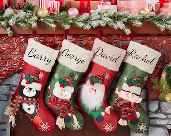 Gepersonaliseerde kerstsokken Kerstsokken met monogram Kerstsokken 2025 Kerstsokken met naam Kousen voor familie Kerstcadeaus