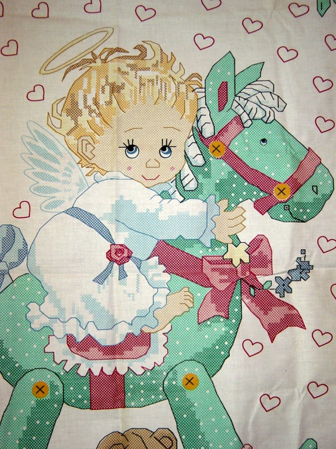 White Fabric Rocking Horse Angel Baby Quilt Top Panel For Etsy