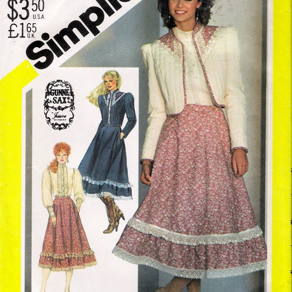 Simplicity 5491 Gunne Sax Dress Jessica McClintock Pattern Skirt Blouse Jacket Pattern Size 10 COMPLETE Patterns Sewing Supplies YacketUSA